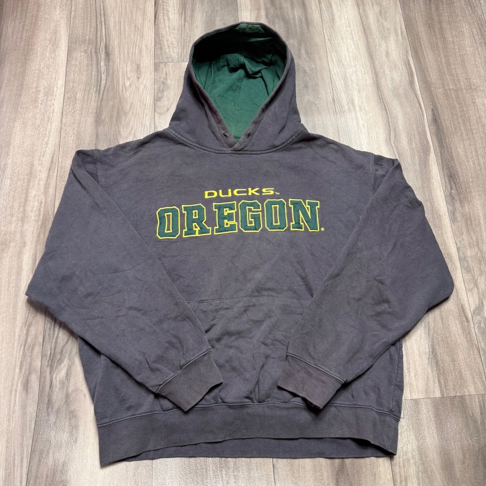Stadium Athletics Oregon Ducks Hoodie Gray Green XL NCAA College Sweatshirt